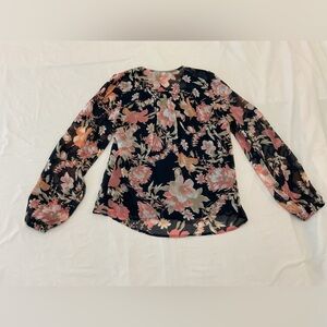 Elegant Floral Blouse - Black and Pink